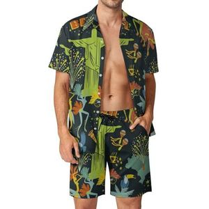 Braziliaanse Carnaval Casual Heren Shorts En Shirts Sets Zomer Hawaiiaanse Pakken Vakantie Zwemmen 3XL