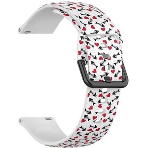 RYANUKA Compatibel met Ticwatch GTH 2 / Pro 3 / Pro 2020 / Pro S/GTX (Fish Skeleton Red Heart Simple) 22 mm zachte siliconen sportband armband band, Siliconen, Geen edelsteen