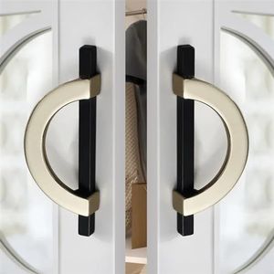 KGUDINZI Luxe witte kast deurgrepen lade zinklegering 96 mm kledingkast handvat halfronde deur trekt knoppen hardware 1 stuk (kleur: goud zwart 96 mm)