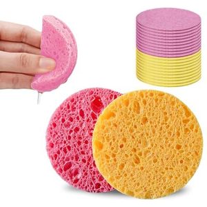 Gezichtsspons, 20 stuks gecomprimeerde gezichtsbeautyspons, natuurlijke make-upspons, herbruikbaar, make-upsponzen, spa-sponzen voor gezichtsreiniging, afschminken, peeling-masker