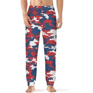 Rode Camouflage Mannen Slaap Pyjama Lounge Broek Rechte Fit Slaap Bodems Zachte Lange Pj Broek Nachtkleding