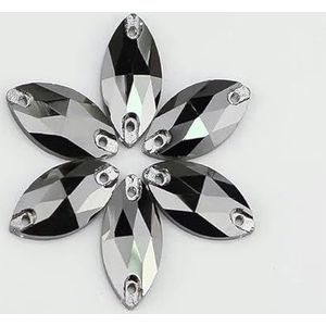 Alle maten glaskristal opnaaisteentjes plaksteen vormen kleurrijk paardenoog opnaaisteentjes voor kleding trouwjurk-grijs-7X15mm48pcs