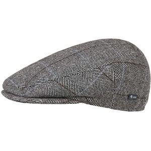 Lipodo Flatcap met ruit heren - gevoerde flatcap met wol - Made in Italy - Maten 49-61 cm - Herencap met klep - Flatcap herfst/winter - 59 cm antraciet