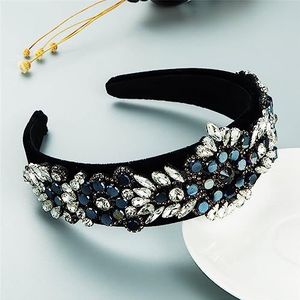Barokke Diamant Hoofdbanden Haaraccessoires Voor Vrouwen Trend Party Haarband Haar Hoepel Hoofddeksels Navy Blauw