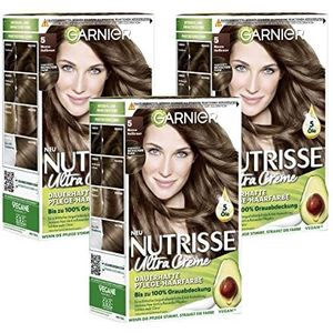 Garnier Nutrisse Permanente verzorgende haarverf met voedende fruitoliën, kleuring met 8 weken houding, ultra crème tint, 50 mokka lichtbruin