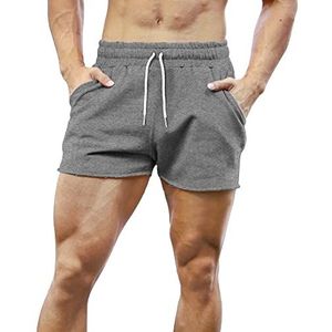 Heren Sportschool Sport Bodybuilding Training Korte Broek 3 inch Met Ontwerp Met Onbewerkte Zoom