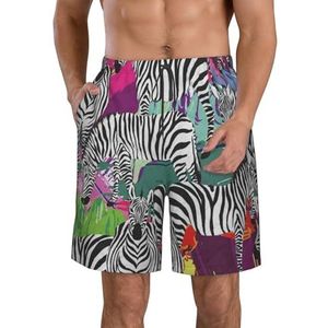 JIAWUJYNB Zebraprint strandshorts voor heren, lichtgewicht, sneldrogend, zwembroek met trekkoord en zakken, Wit, XL
