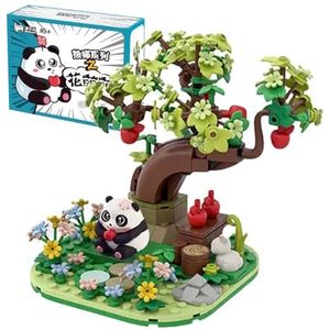 Creatieve panda micro-bouwblokken, MOC klembouwstenen, pandabeer, dieren, bouwstenen, speelgoed, regenwoud, planten, bos, bomen, bloemen, struiken, dieren, accessoires, botanisch compatibel met Lego