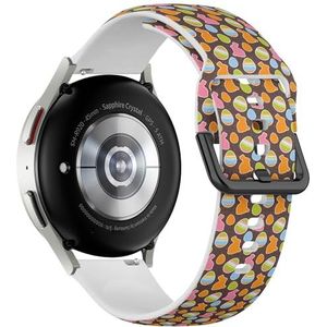 Sportieve zachte band compatibel met Samsung Galaxy Watch 6 / Classic, Galaxy Watch 5 / PRO, Galaxy Watch 4 Classic (paaseieren konijntjes kleurrijk) siliconen armband accessoire