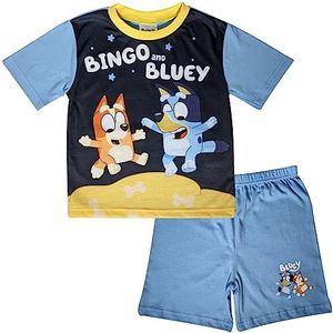 Bluey Jongens, korte zomerpyjama voor kinderen met bingo, blauw, leeftijd 18 maanden - 6 jaar, Blauw, 3-4 jaar