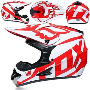 SMTSEC Motorhelm, cross dames en heren, full face MTB-helm, motorcrosshelm, DOT/ECE-gecertificeerd, met veiligheidsbril, masker, handschoenen, downhill helm, bromfietshelm, veiligheidshelm voor