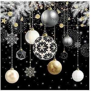 20 servetten Kerstmis elegante kerstballen op zwart als tafeldecoratie. Papieren servetten met motief. Ook voor decoupage en servettentechniek 33x33cm