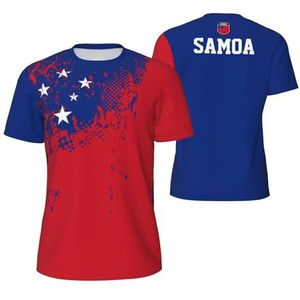 Sport T-Shirt Vintage Samoa Vlag Graan Tees 3D Gedrukt voor Fitness Running Voetbal, Meerkleurig, M