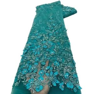 Een bruidsjurk, Pailletten kant stof borduurwerk kralen tule kant materiaal for bruiloft materiaal trouwjurk doek(Green)