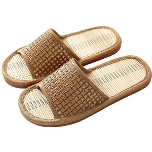 SUBLXPoten Stro Slippers voor Vrouwen Zomer Slipper Stro Rotan Slippers Huishoudelijke Antislip Bad Spa Sandaal Slippers Indoor Vloer Thuis Koppels Slippers, Bruin, 38/39 EU