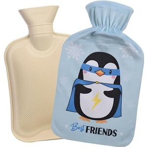 Penguin Warmwaterfles 1L, Hot Water Bottle, Warmwaterzak met Zachte Pluche Hoes, Warmwaterkruik, Hand en Voet Warmer, Warm Water Fles voor Kramp en Pijnbestrijding
