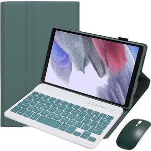 Toetsenbordhoes Voor Samsung Galaxy Tab A7 Lite 8,7 Inch 2021 SM-T220/T225/T227, Afneembaar Bluetooth-Toetsenbord, Penhouder, Tabletmuis,Deep green