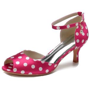 SYDZSW Stippen Naald Bruidsschoenen Hoge Hakken Satijn Sandaal Bride 35-43, Roze, 43 EU