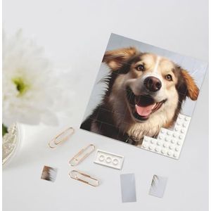 Bouwsteenpuzzel Gepersonaliseerde Bouwstenen Vierkante Puzzels Gelukkige Hond Bouwstenen Blok Blok voor Volwassenen Blok Puzzel voor Home Decor 3D Baksteen Puzzel Bakstenen Fotolijst