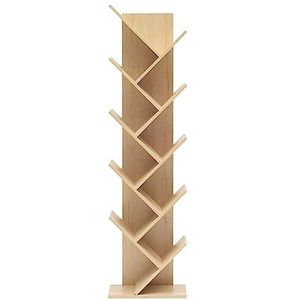 Rebecca Mobili Scandinavische stijl boekenkast, moderne boekenkast met 10 planken, bruin, MDF-hout, thuis en op kantoor - Afmetingen: 160 x 44,5 x 22 cm (HxBxD) - Art. RE4792, licht eiken