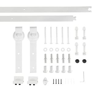 looprails voor schuifdeuren, Schuifdeurbeslag, set van, hangrail, schuifdeursysteem, geleiderail, schuifdeur, deur, hardware kit,(200cm (wit))