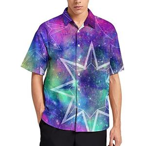 Constellation Galaxy Print Hawaiiaans shirt voor heren, zomer, strand, casual, korte mouwen, button-down shirts met zak