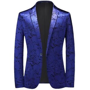 Dvbfufv Herenmode zakelijke afdrukken slim fit pak jas heren casual formele blazers jas, Blauw, XL
