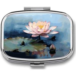 Bloem Schilderen Pillendoos Pil Organizer Pil Case 2 Compartiment Geneeskunde Pil Organizer Kleine Pil Case Pil Container Pillenhouder Leuke Pillendoos Mini Pillendoosje