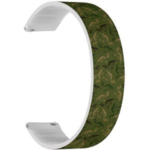 RYANUKA Solo Loop band compatibel met Ticwatch GTH 2 / Pro 3 / Pro 2020 / Pro S/GTX, 22 mm (kind camouflage dinosaurussen) quick-release 22 mm rekbare siliconen band band accessoire, Siliconen, Geen