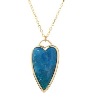 Elegant Labradorite Stone Pendant Necklace with Gold Chains - Women's Jewelry Gift (Color : Blue Apatite)