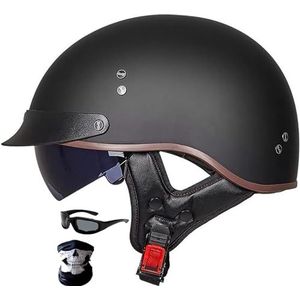 Vintage Motorhelm ECE Goedgekeurde Duitse Stijl Halve Helm Heren Dames Motor Open Helm Voor Fietscruiser Scooter Met Snelsluiting 1,M