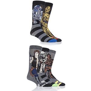 SockShop 5 paar Star Wars Yoda, Chewbacca, C3P0, R2-D2 en Han Solo katoenen sokken voor heren, klassieke Star Wars Film Characters sokken in de maten 6-11 en 11-13 - 5 Pack, GEASSORTEERD, 40-45 EU