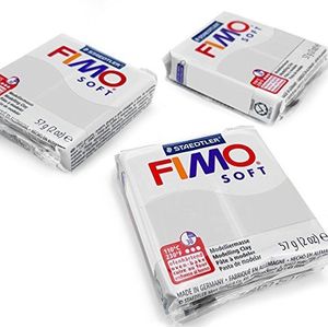 FIMO Zachte polymeeroven modelleermassa, populairste kleuren, 57 g, set van 3, dolfijngrijs
