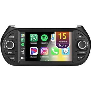 Android Radio voor Fiat Fiorino Qubo 2008-2017, 7 inch Touchscreen Autoradio met Wireless CarPlay Android Auto Bluetooth WIFI(8Core(6+128GB))