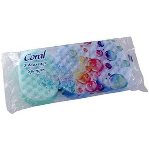 3 x Enkele Pack Koraal Bad Massage Sponzen Multi Colour Family Pack