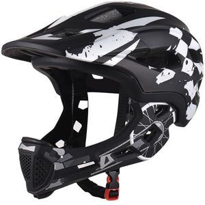 Fietshelm kinderen fietshelm afneembare full face helm verstelbare fietshelm fietshelm voor kinderen fietsen fiets accessoires mountainbike helm (wit)