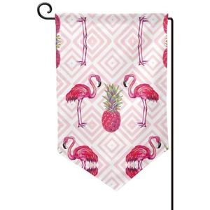 Roze Flamingo Ananas Seizoensgebonden Tuin Vlaggen Dubbelzijdig 12 X 18 Inch Yard Vlaggen,Kleine Tuin Vlaggen Voor Buiten