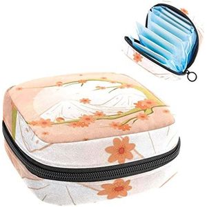 Perzikbloesem,Periode Pouch Draagbaar,Tampon Opbergtas,Tampon Houder voor Portemonnee Vrouwelijke Product Organizer, Meerkleurig, 4.7x6.6x6.6 in/12x17x17 cm