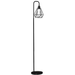 HOMCOM staande lamp industriële stijl vloerlamp staande lamp voet E27 voor slaapkamer eetkamer staal marmer zwart Ø25 x 152 h cm