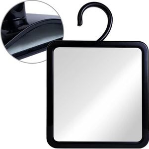 MIRRORVANA Fogless Douchespiegel voor scheren met haak om op te hangen en anti-condens, onbreekbaar oppervlak - Vul de achterkamer/reservoir met heet water voor mistvrij scheren (zwart, 20,3 x 17,8