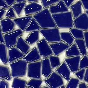 Mozaïektegels 4,3 oz/122 g veelhoek porselein mozaïek tegels doe-het-zelf ambachtelijke keramische tegel mozaïek maken materialen 1-4 cm lengte, 1 ~ 4 g/stuk, 3,5 mm dikte (kleur: diep kobaltblauw,