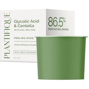 PLANTIFIQUE Navulling Koreaanse Glycolic Acid Pads met CICA, 60 Stuks - AHA, BHA, PHA Gezichtsexfoliërende Pads voor Zachte Huidvernieuwing - Toner voor Alle Huidtypes - Vegan Formule