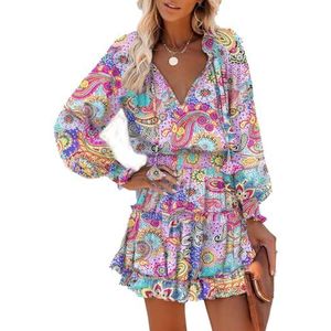 yk8fass Jurk met lange mouwen en print jr-5289, Licht Paars, S