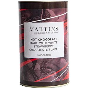 Martins Chocolatier Strawberry Hot Chocolate Luxe Drinking Chocolate Gemaakt van Real Belgian Chocolate Flakes