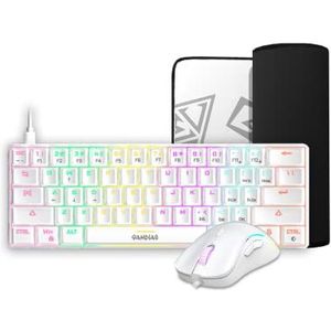 Hermes E4 3-in-1 combo, 60% meerkleurig mechanisch toetsenbord, RGB 12800 dpi ergonomische muis, antislip verlengde gamingmuismat