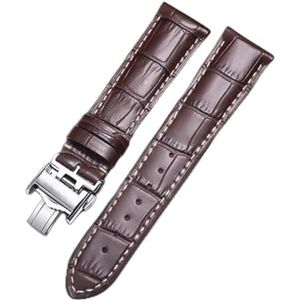 14 15 18 19 20 2 1 mm Bekijk accessoires riem Compatibel met Longines Conquest Master Collection Watch Band Lederen Vlinder gesp armband (Color : Brown silver, Size : 18mm with LG)