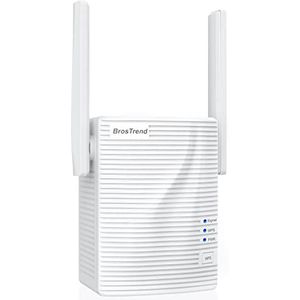 BrosTrend AC1200 Dual-Band WiFi Extender WiFi-versterker, WiFi-signaal Versterker en Toegangspunt, 1200Mbps WiFi Versterker, Compatibel met Alle Routermodems, Inclusief Glasvezel en ADSL enz.