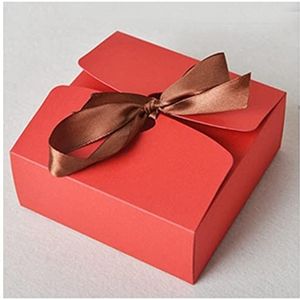 Geschenkdoos voor Vakantie Kraftboxen met lint, bruiloft gunst dozen, baby shower gunst dozen, partij geschenkdozen 30pcs / lot Xmas Geschenkdoos (Color : Red, Size : 12x12x5cm)
