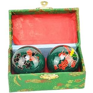2 Stuks Massage Ballen met Opbergdoos Baoding Ballen voor Middelbare Leeftijd Mensen Dragon Phoenix Groen