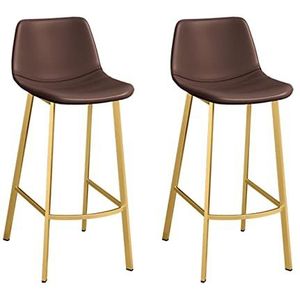 Barkruk barkruk barkrukken set van 2 kunstleren stijlvolle ontbijt barstoelen met rugleuning en gouden metalen poten, toonbank krukken voor pub, bar, restaurant of thuis